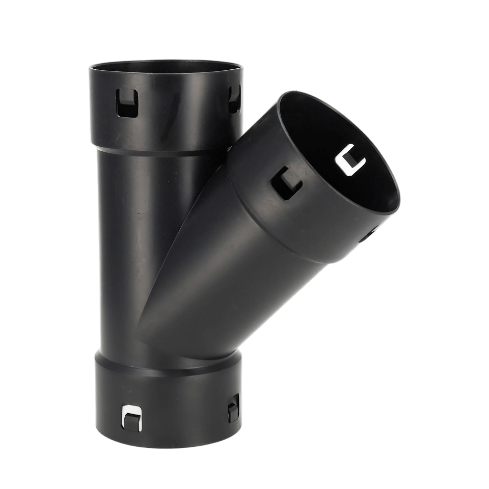 PP klik T-stuk 45°, 200 mm, voor drainagebuis