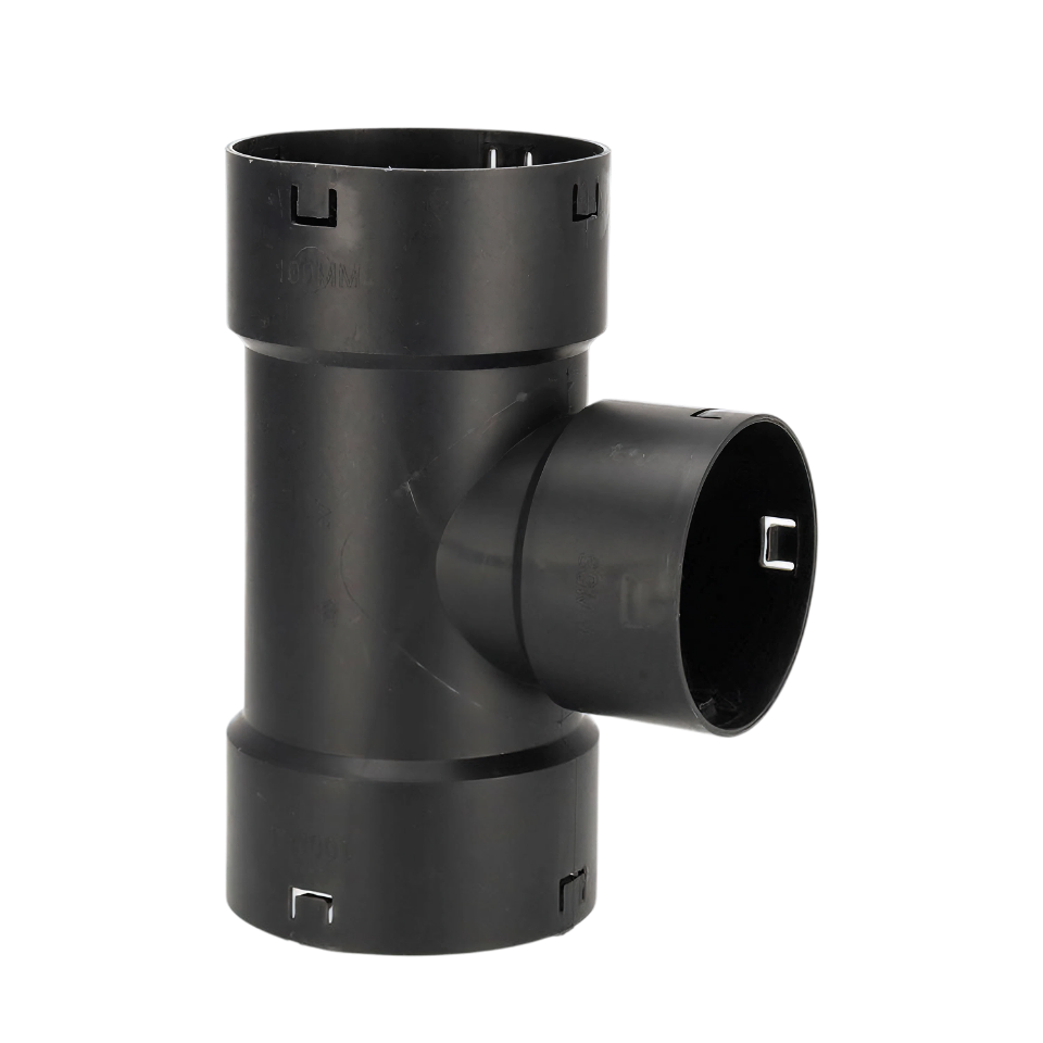 PP Verloop klik T-stuk, 200/125 mm, voor drainagebuis