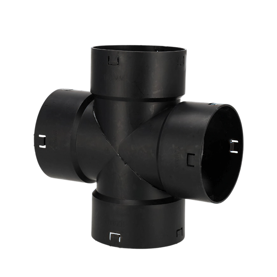 PP Verloop kruis klik T-stuk, 100/60 mm, voor drainagebuis