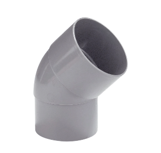 Dyka PVC HWA bocht 80mm, grijs, 45° mof/verjongd spie