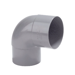 Dyka PVC HWA bocht 80mm, grijs, 90° mof/verjongd spie