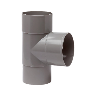 Dyka PVC HWA T-stuk 70mm, grijs, 2x mof/verjongd spie 90°