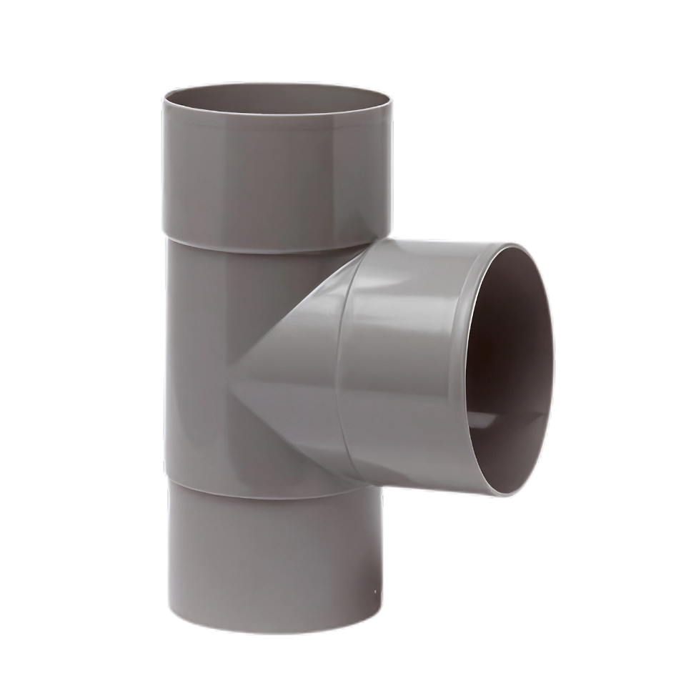 Dyka PVC HWA T-stuk 100mm, grijs, 2x mof/verjongd spie 90°