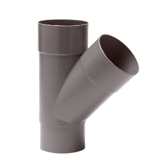 Dyka PVC HWA T-stuk 80mm, grijs, 2x mof/verjongd spie 45°
