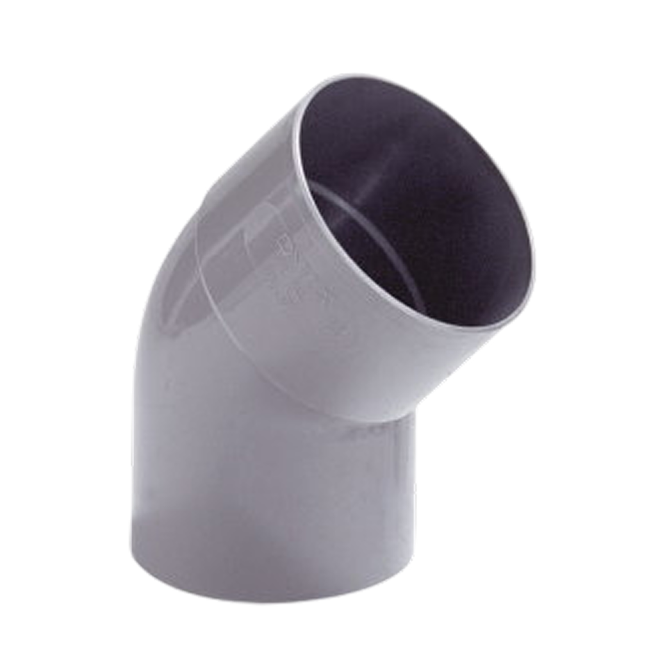Dyka PVC HWA bocht 100mm, grijs, 45° mof/spie