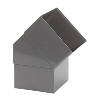 Dyka PVC HWA bocht 80mm, vierkant, grijs, 45° mof/spie
