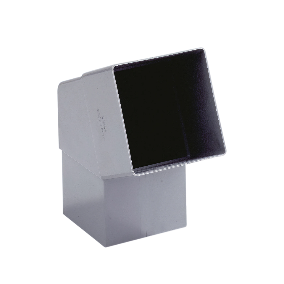 Dyka PVC HWA bocht 80mm, vierkant, grijs, 67.5° mof/spie