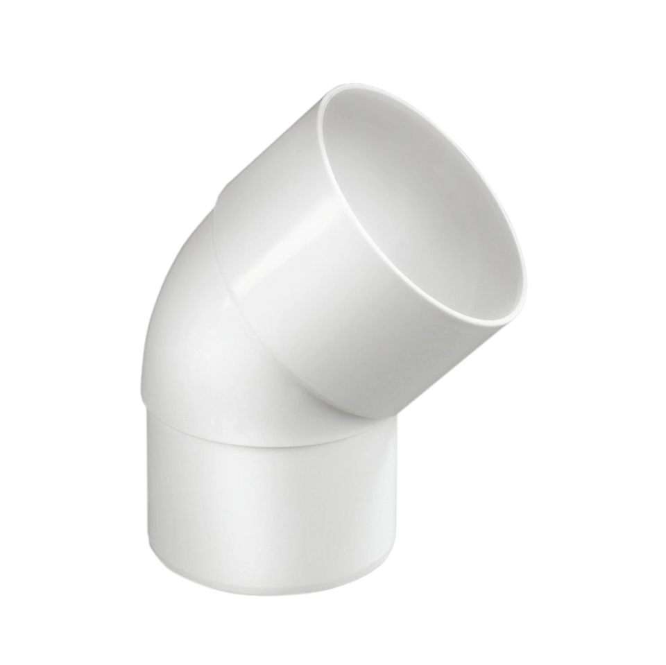 Dyka PVC HWA bocht 80mm, wit, 45° mof/verjongd spie
