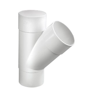 Dyka PVC HWA T-stuk 100mm, wit, 45°, mof/verjongd spie