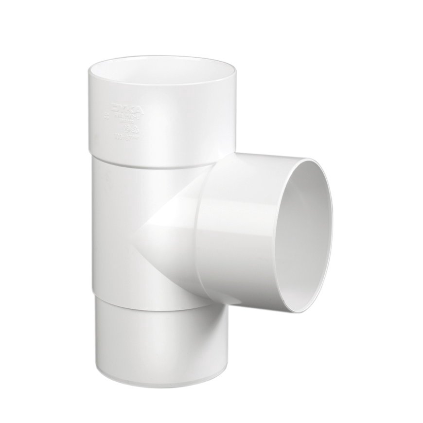 Dyka PVC HWA T-stuk 100mm, wit, 87,5°, mof/verjongd spie