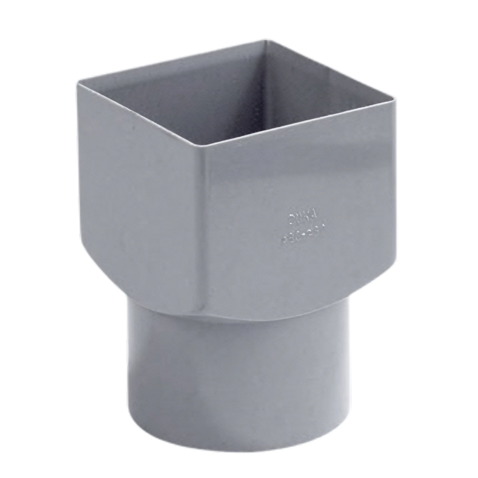 Dyka PVC Verloop vierkant 80mm x 103mm rond, grijs