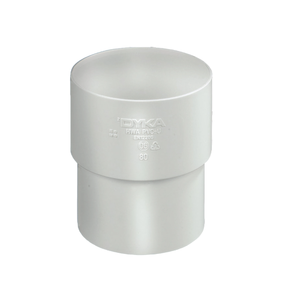 Dyka PVC HWA mof 80mm, wit, mof/verjongd spie