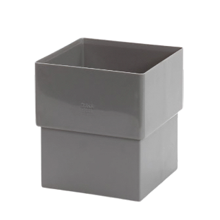 Dyka PVC mof vierkant 80mm, grijs, mof/verjongd spie