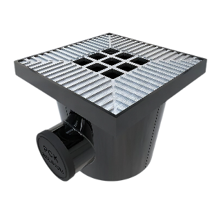 MW Schrobput grijs alu. deksel, 200x200, uitloop 75/110
