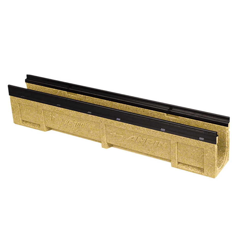 Anrin lijngoot poly-beton, KE-100, zw-rand, excl. Roost L=1m