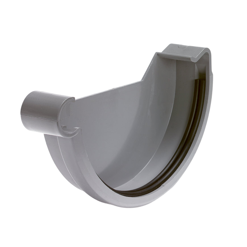 S-lon Klem eindstuk voor mastgoot 150mm, Links, grijs