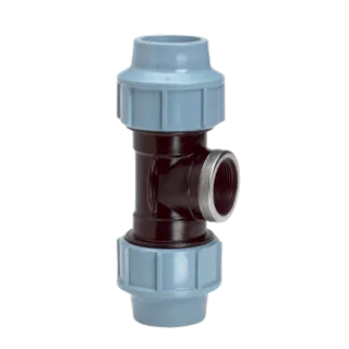 Unidelta PP T-stuk met bi en verst. ring., 75 x 2 1/2'' x 75