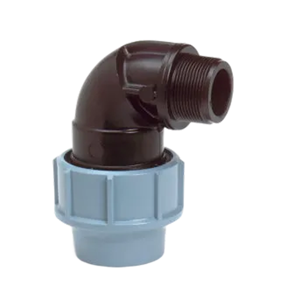 Unidelta PP Knie 90° met buitendraad 90 x 3''