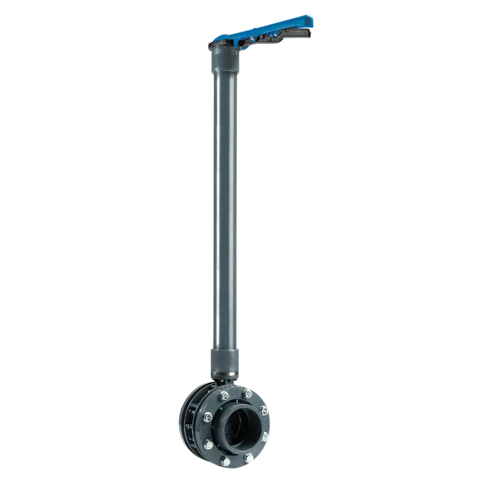 PVC verlengde vlinderklep 160mm compleet, L=1000mm