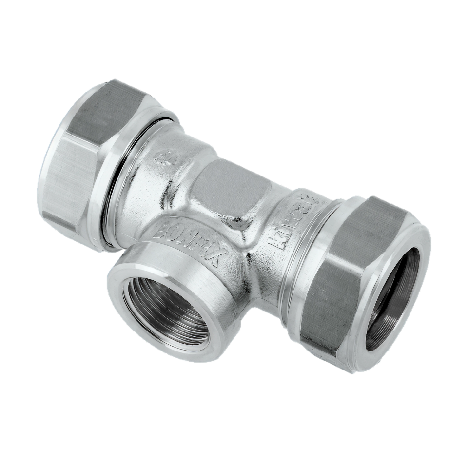 BONFIX 82644 Knel T-stuk 15 x 1/4"bi x 15 vernikkeld