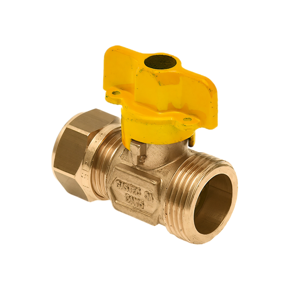 Gaskogelkraan 15 mm. knel x 3/4" buitendraad