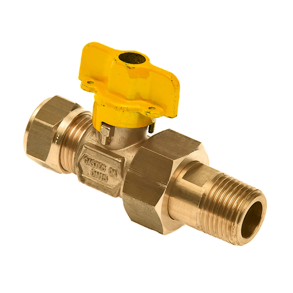 Gaskogelkraan 22 mm. knel x 3/4" kopp. buitendraad