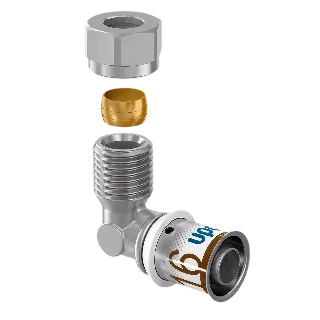 Uponor S-Press Plus overgangsknie bu.dr. koper 16MLCx3/8"x10