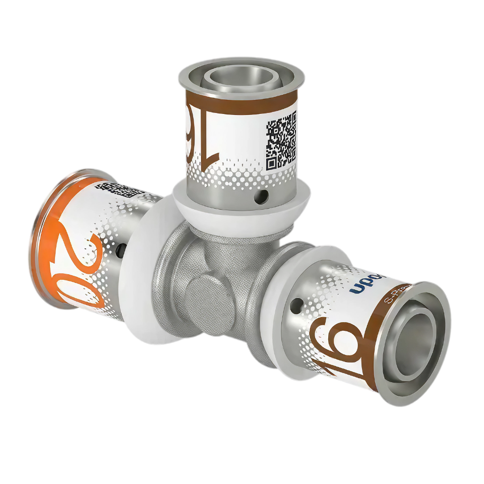 Uponor S-Press Plus pers T-stuk verlopend 20x16x16mm