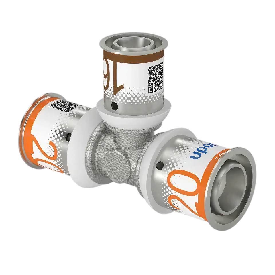 Uponor S-Press Plus pers T-stuk verlopend 20x16x20mm