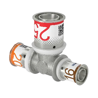 Uponor S-Press Plus pers T-stuk verlopend 20x25x16mm