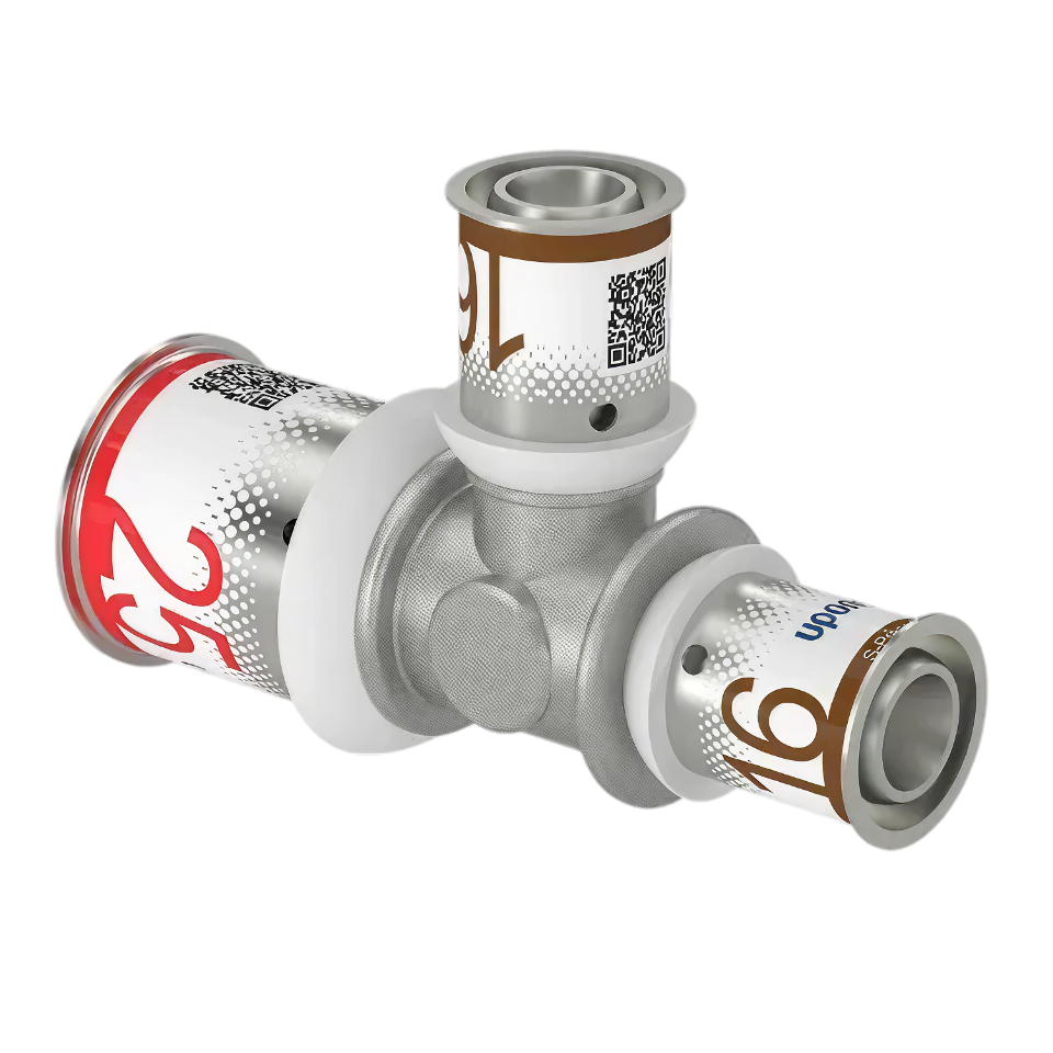 Uponor S-Press Plus pers T-stuk verlopend 25x16x16mm