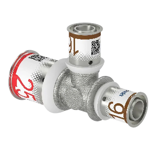 Uponor S-Press Plus pers T-stuk verlopend 25x16x16mm
