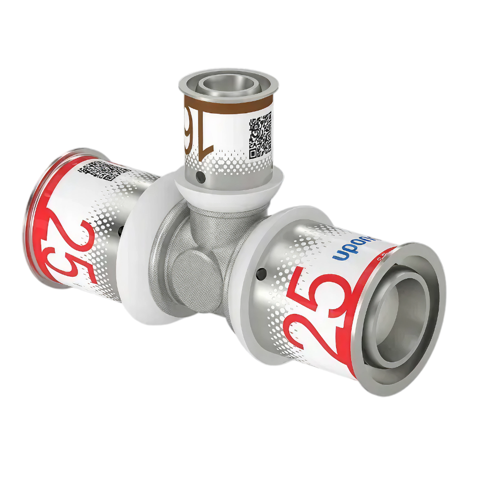 Uponor S-Press Plus pers T-stuk verlopend 25x16x25mm