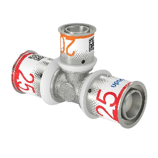 Uponor S-Press Plus pers T-stuk verlopend 25x20x25mm