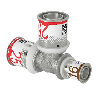 Uponor S-Press Plus pers T-stuk verlopend 25x25x16mm
