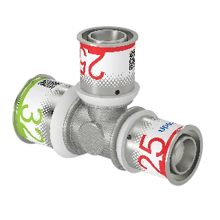 Uponor S-Press Plus pers T-stuk verlopend 32x25x25mm