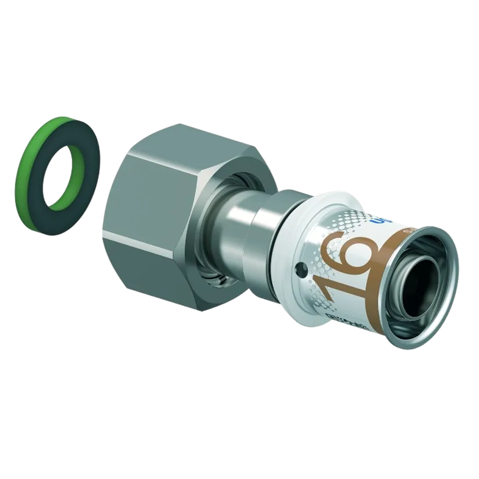 Uponor S-Press Plus schroefkoppeling wartel bi.dr. 16mmx1/2"