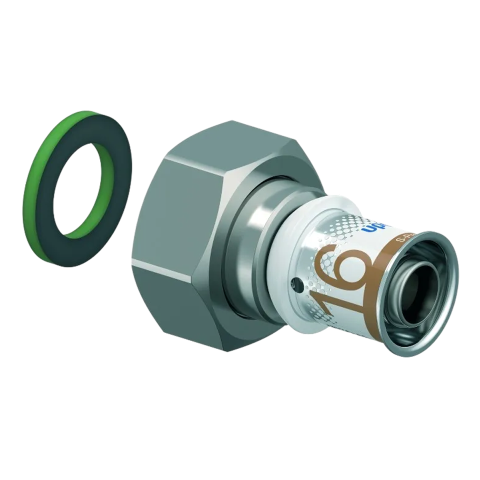 Uponor S-Press Plus schroefkoppeling wartel bi.dr. 16mmx3/4"
