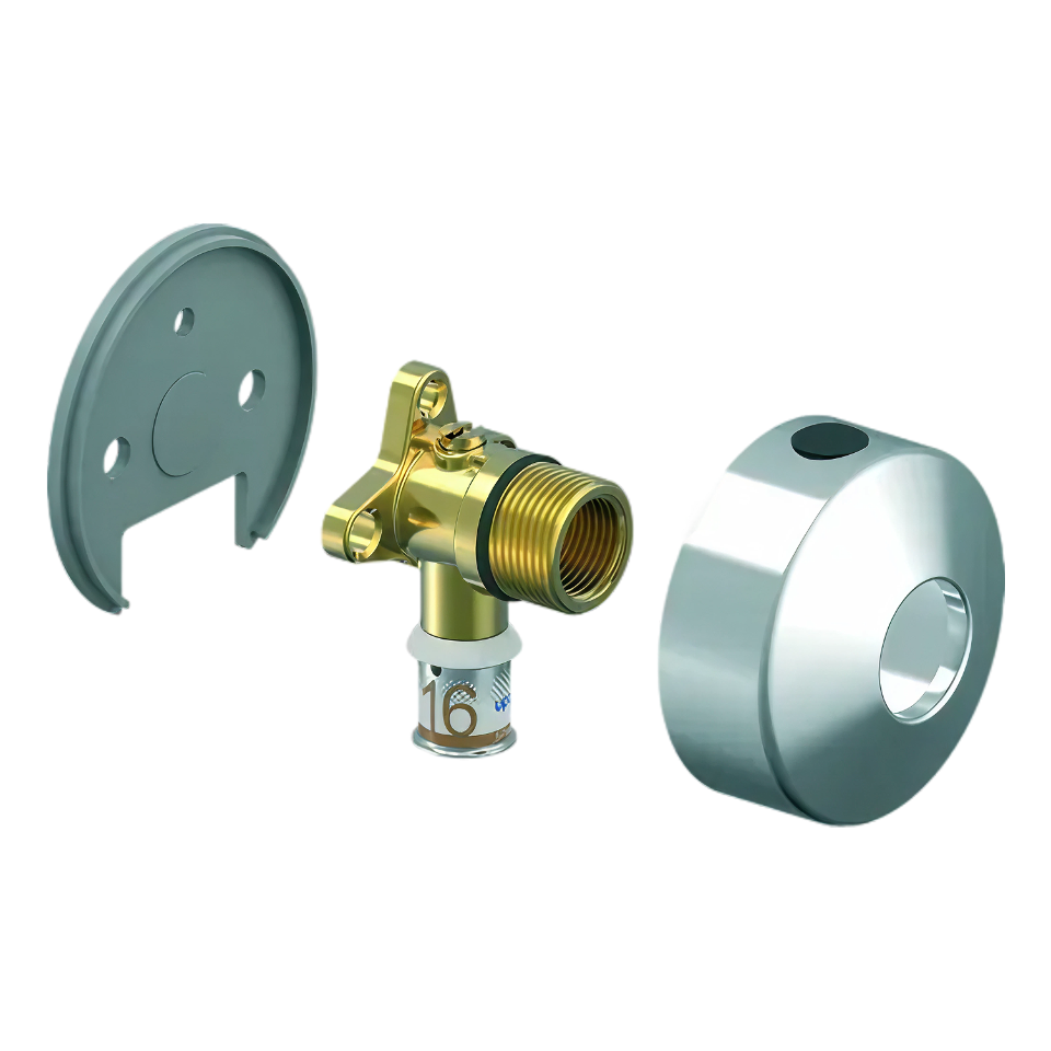 Uponor S-Press Plus Aqua muurplaat m. lange flens 16mm x 3/4