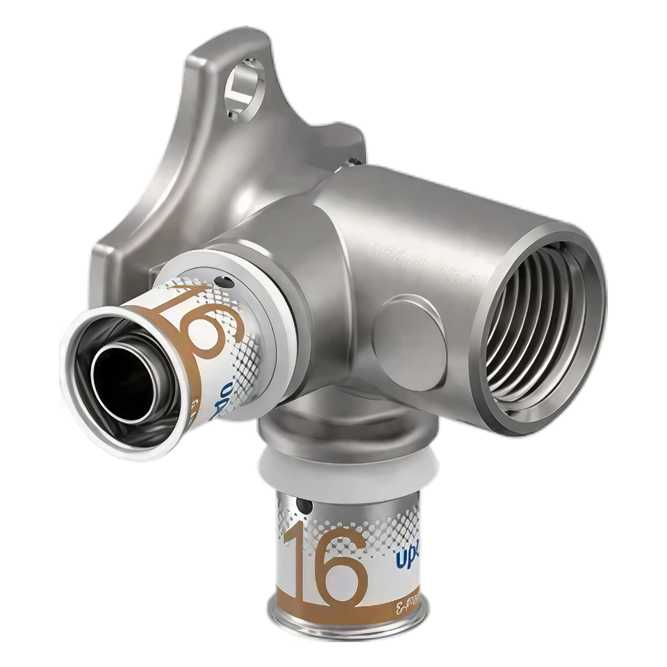 Uponor S-Press Plus Aqua pers dubbele muurplaat 90° 16x1/2"b