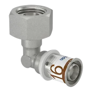 Uponor S-Press Plus Aqua pers SK-knie 90° Geberit 16mmx1/2" bi.dr.