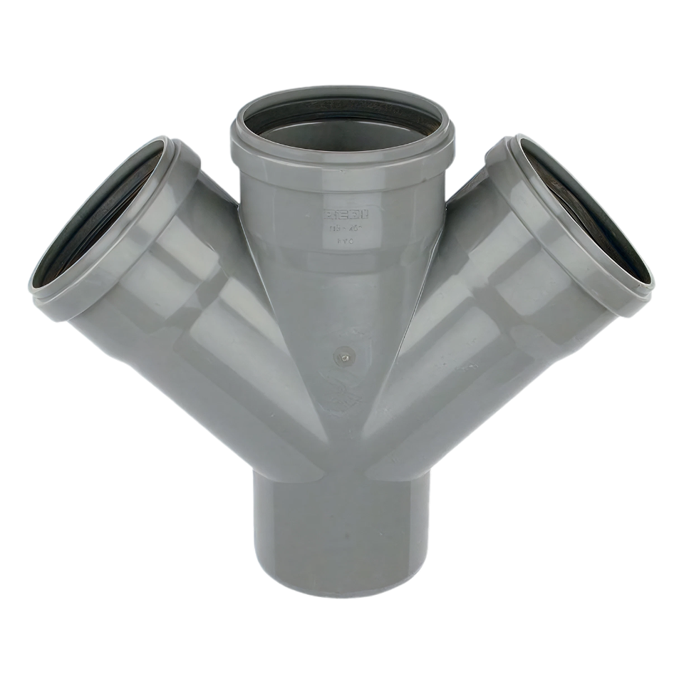 Wavin PVC M-Dubbel T-Stuk 45° GR 125 SN4 M/S