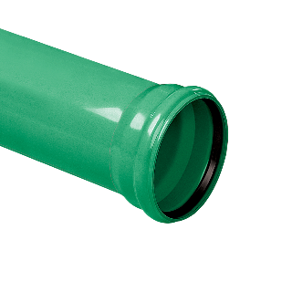 PVC buis 160 mm, groen, SN4, manchet mof, L = 5 mtr