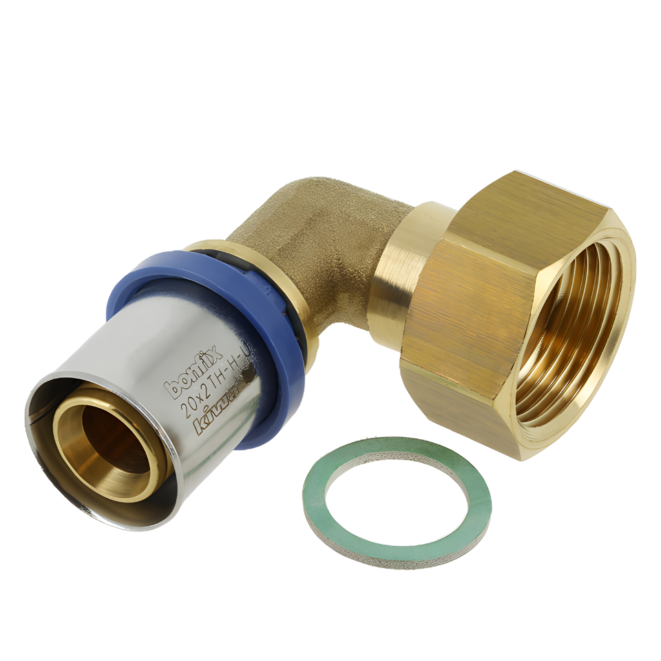BONFIX Alu-pers 2-delige Knie met vlakke dichting 3/4"x16 mm