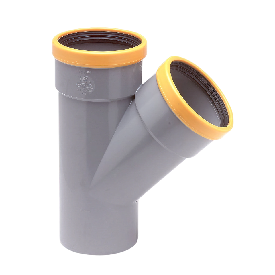 Wavin PVC T-stuk 45° GR/GD 125 SN8 2M/S