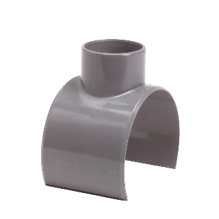 PVC zadelstuk 80-75 x 40mm, lijm, grijs