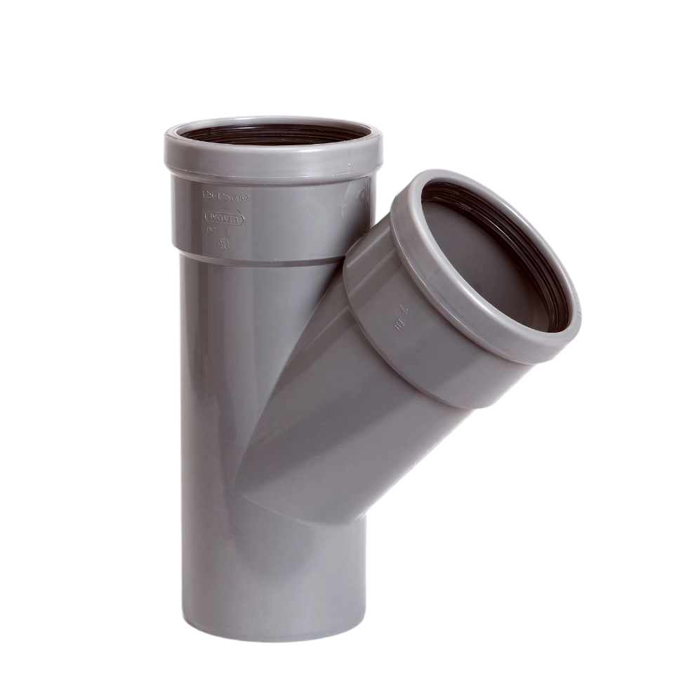 Wavin PVC M-T-stuk 45° GR 200 SN4 2M/S