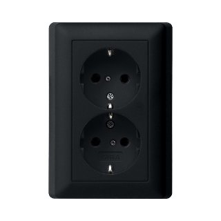 GIRA wcd, dubbel, inbouw, zwart, verticaal