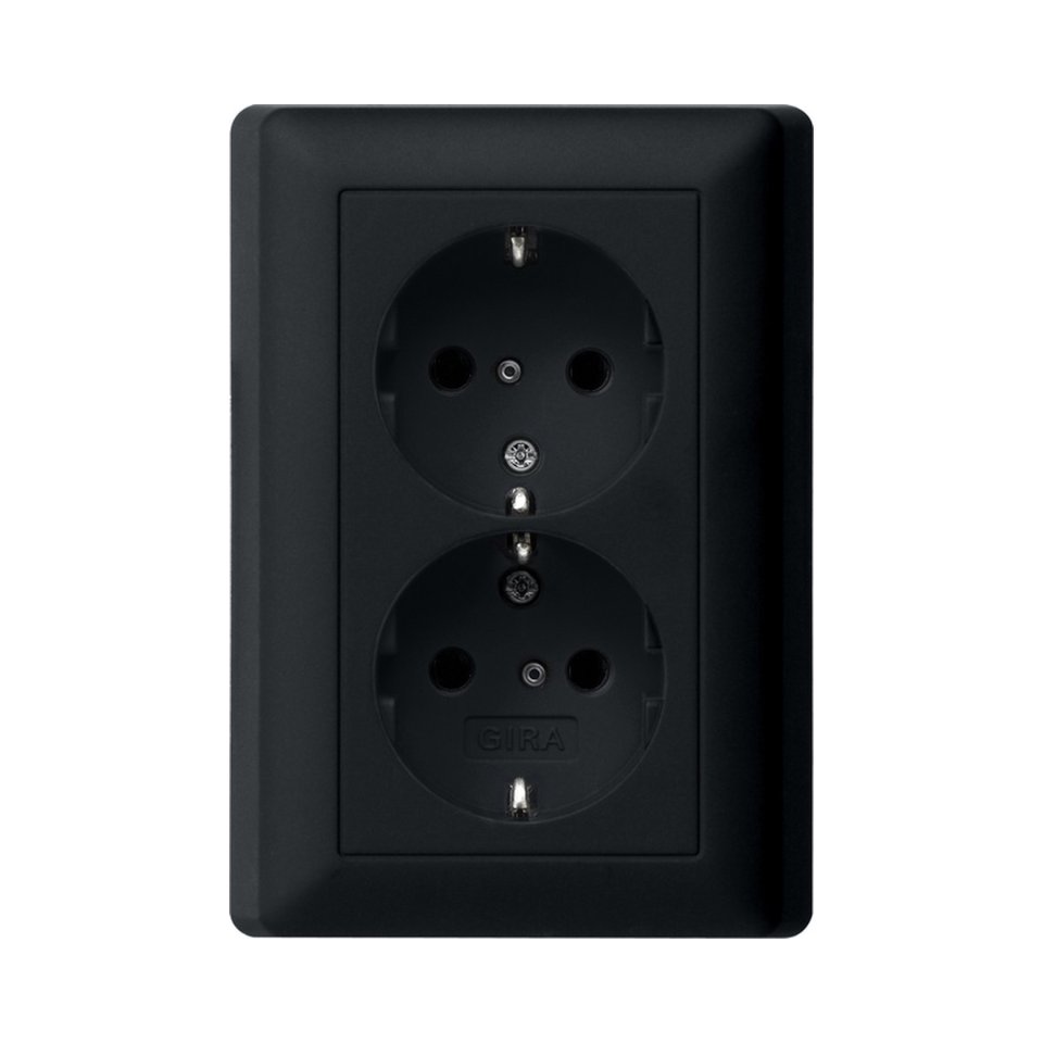 GIRA wcd, dubbel, inbouw, zwart, verticaal