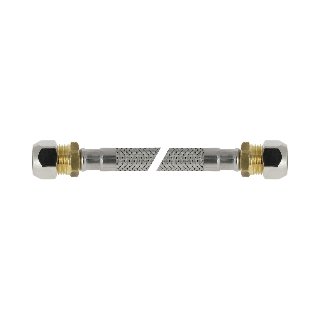 RVS flex. aansluitleiding 35cm 10mm. x 10mm. knel